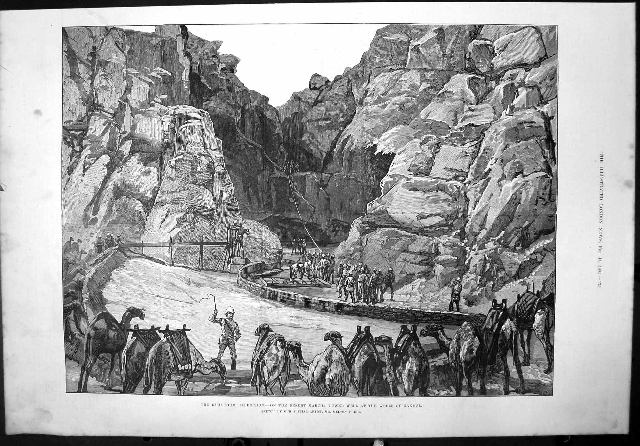 Old Antique Print Khartoum Expedition Desert March Lower Well Gakdul 1885 19th
