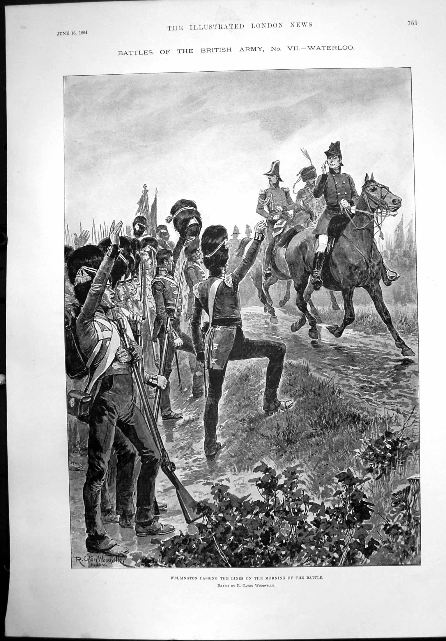 Antique Print Battle Waterloo Wellington Passing Lines Morning Battle 1894 19th