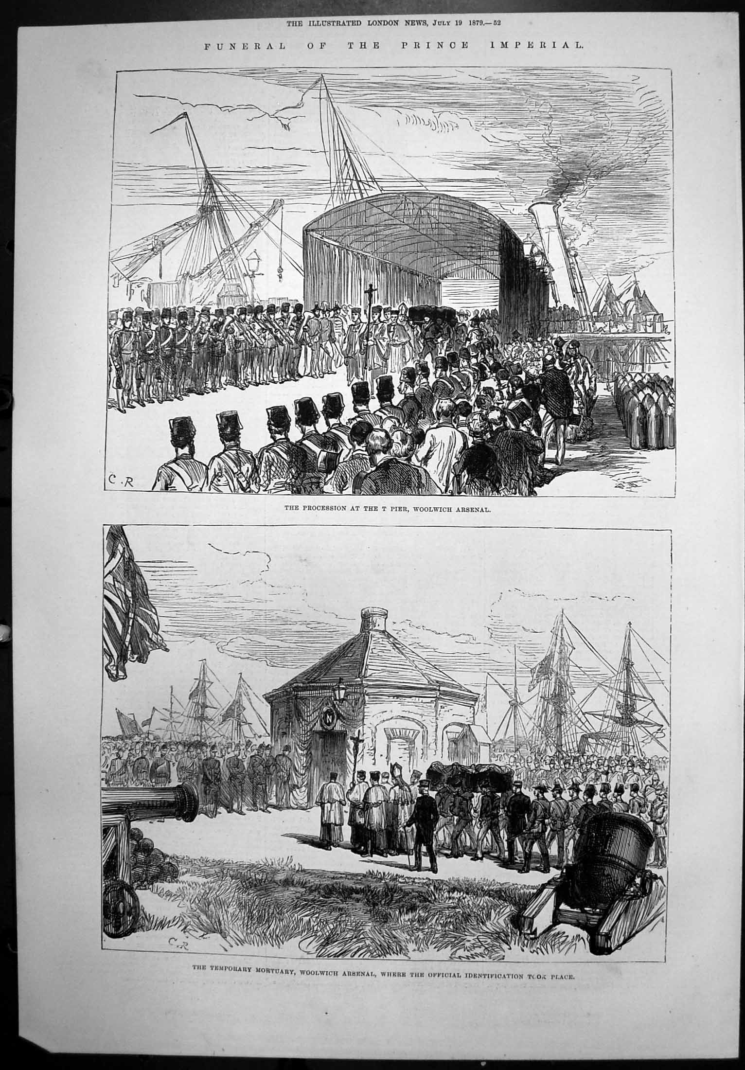 Old Print Funeral Prince Imperial Procession T Pier Woolwich Arsenal 1879 19th