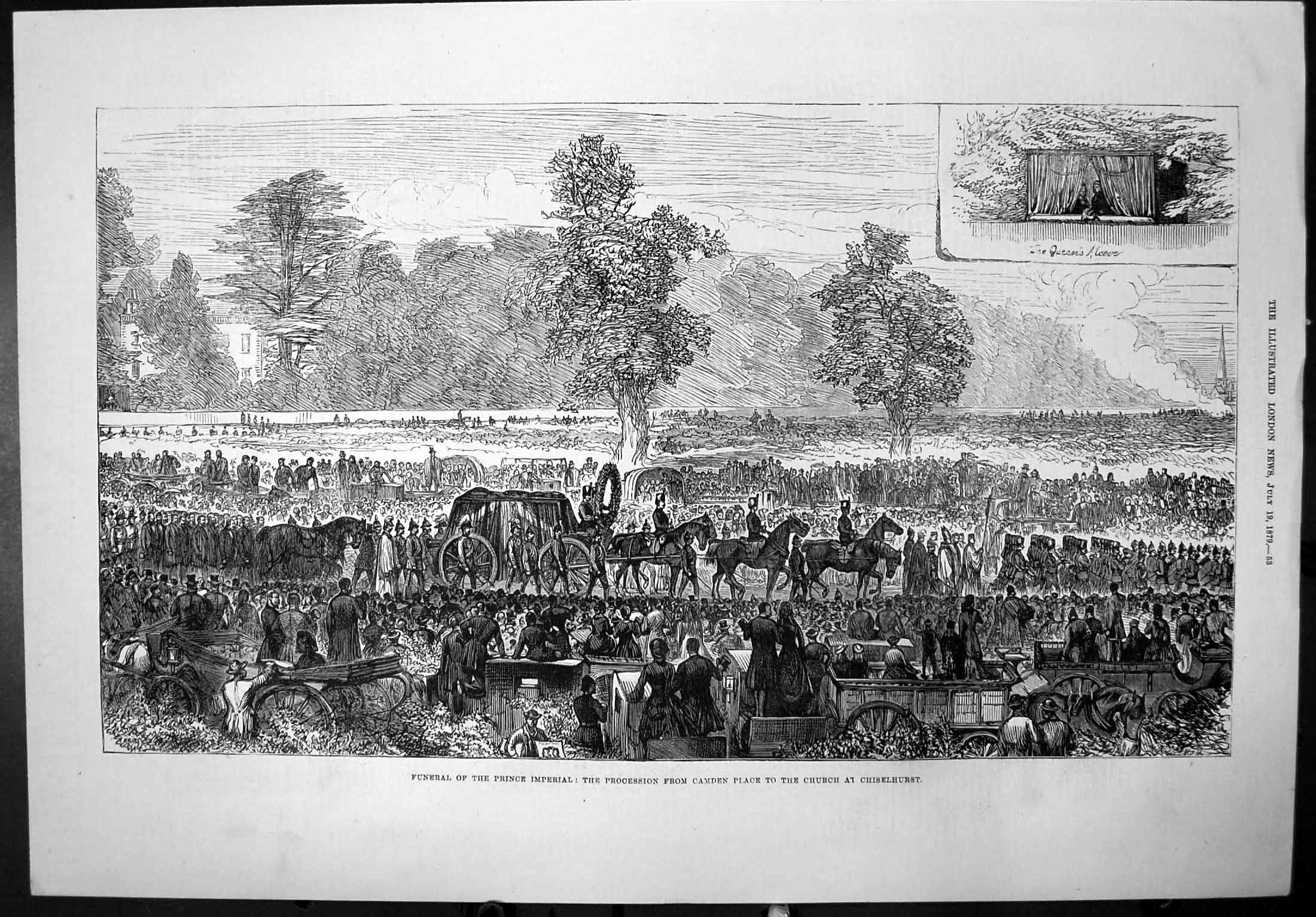Antique Print Funeral Prince Imperial Procession Camden To Chiselhurst 1879
