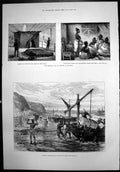 Antique Old Print Landing Operations Port Dunford Cetewayos Wives Tent 1879