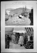 Antique Print Princes Body Conveyed Hms Boadicea Hms Orontes Simons Bay1879