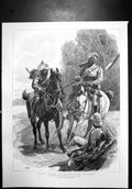 Antique Old Print Bombay Military Manoeuvres Caught Napping Surrender 1892 19th