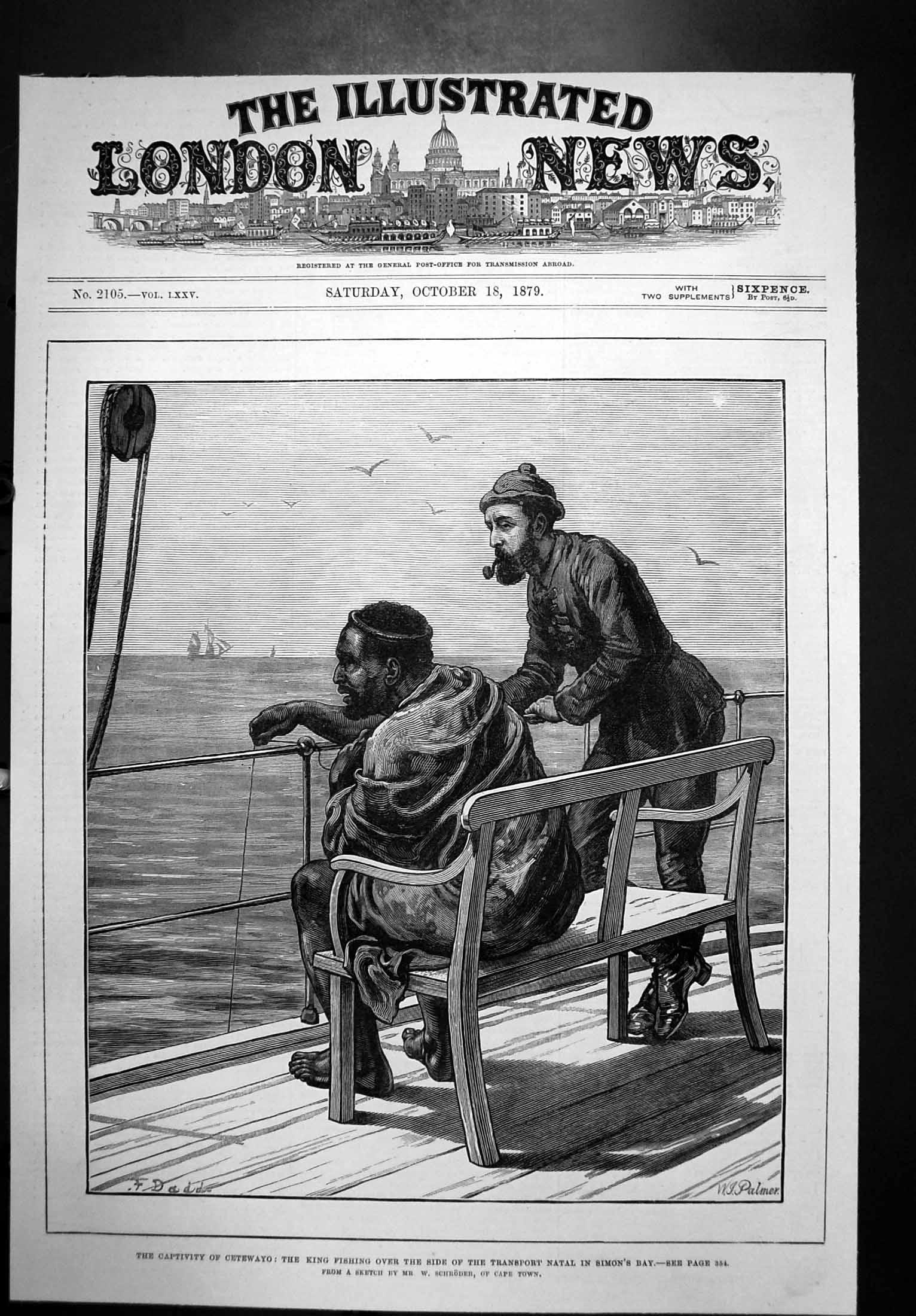 Old Print King Fishing Transport Natal Simons Bay Captivity Cetewayo 1879 19th