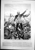 Antique Old Print Transvaal War Gen George Colley Battle Majuba Mountain 1881