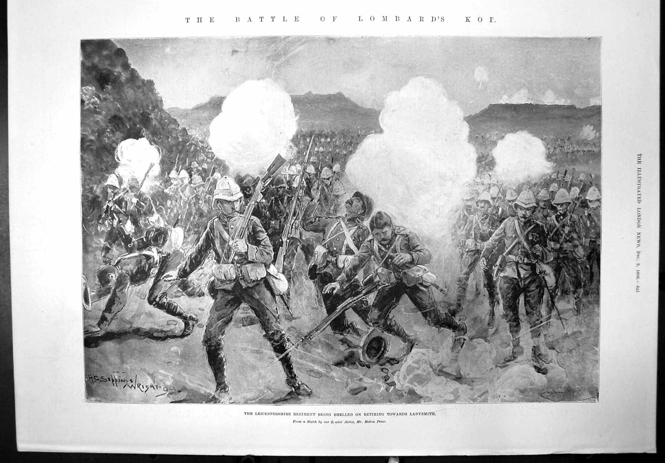Antique Print Battle Lombards Kop Leicester Regiment Shelled Ladysmith 1899