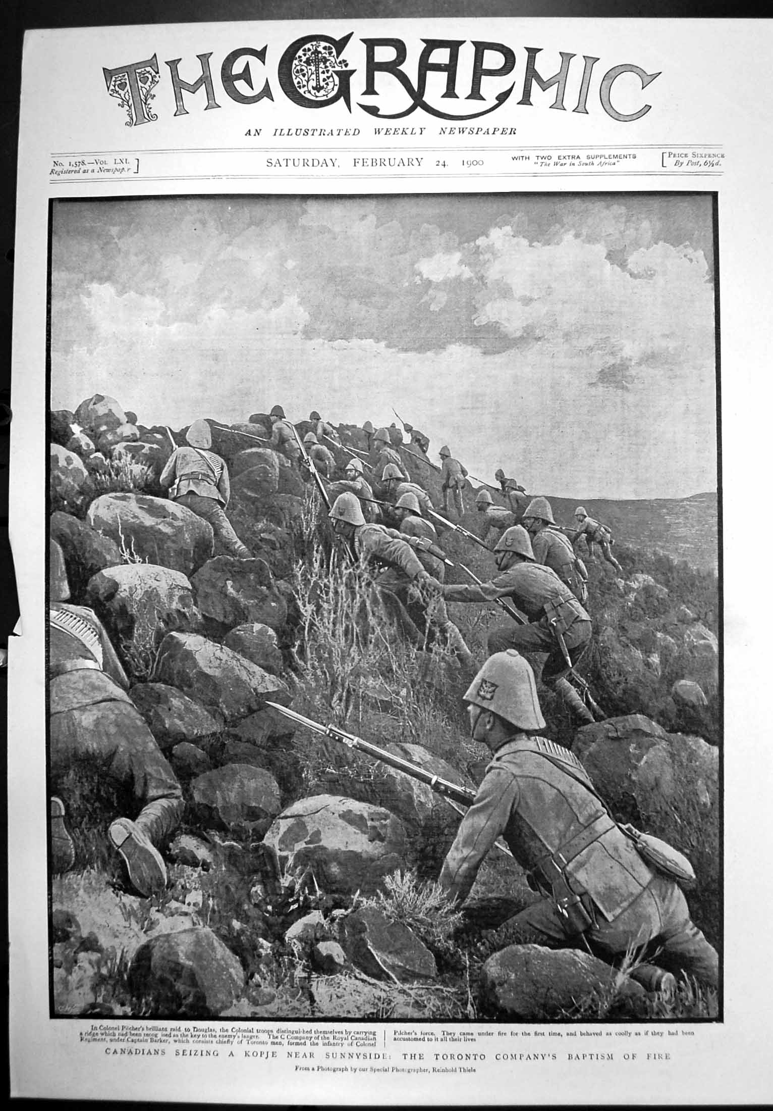 Old Antique Print Canadians Toronto Company Seizing Kopje Sunnyside 1900 20th