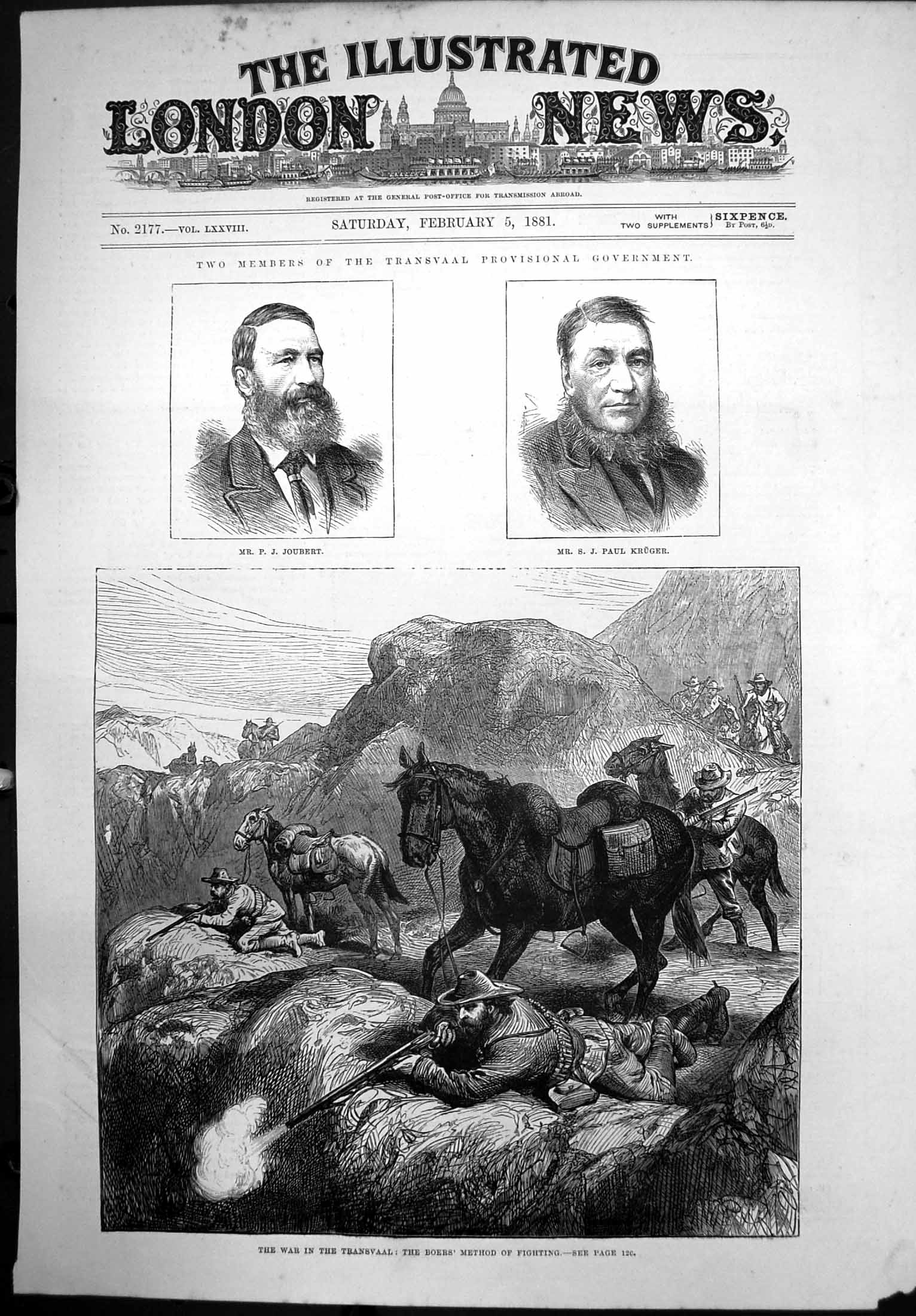 Antique Old Print Transvaal War Boers Method Fighting P Joubert S Kruger 1881