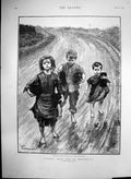 Old Studies Life Ireland Children Carrying Turf Pay School Fees 1888 Victorian