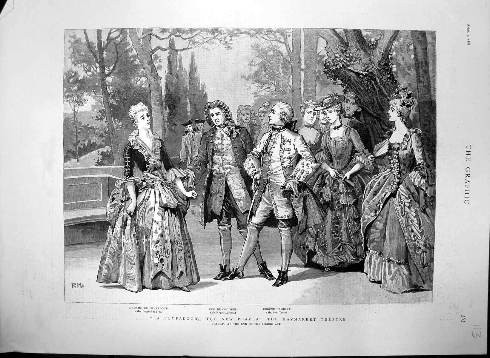 Antique Old Print La Pompadour New Play Haymarket Theatre Duc De Choisel 1888