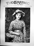 Antique Print Primrose Day Arthur Cope Girl Carrying Basket Primrosess 1888