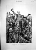 Old Antique Print Studies Life Ireland Chairing Political Prisoner 1888 19th