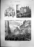 Antique Old Print Prince Wales Opening Glasgow International Exhibition 1888