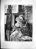 Antique Old Print Two Fair Artists Mrs Alma-Tadema Miss Anna Alma-Tadema 1888