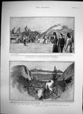 Antique Old Print Duchess Cprnwall Taking Snapshot Banff Springs Hotel 1901