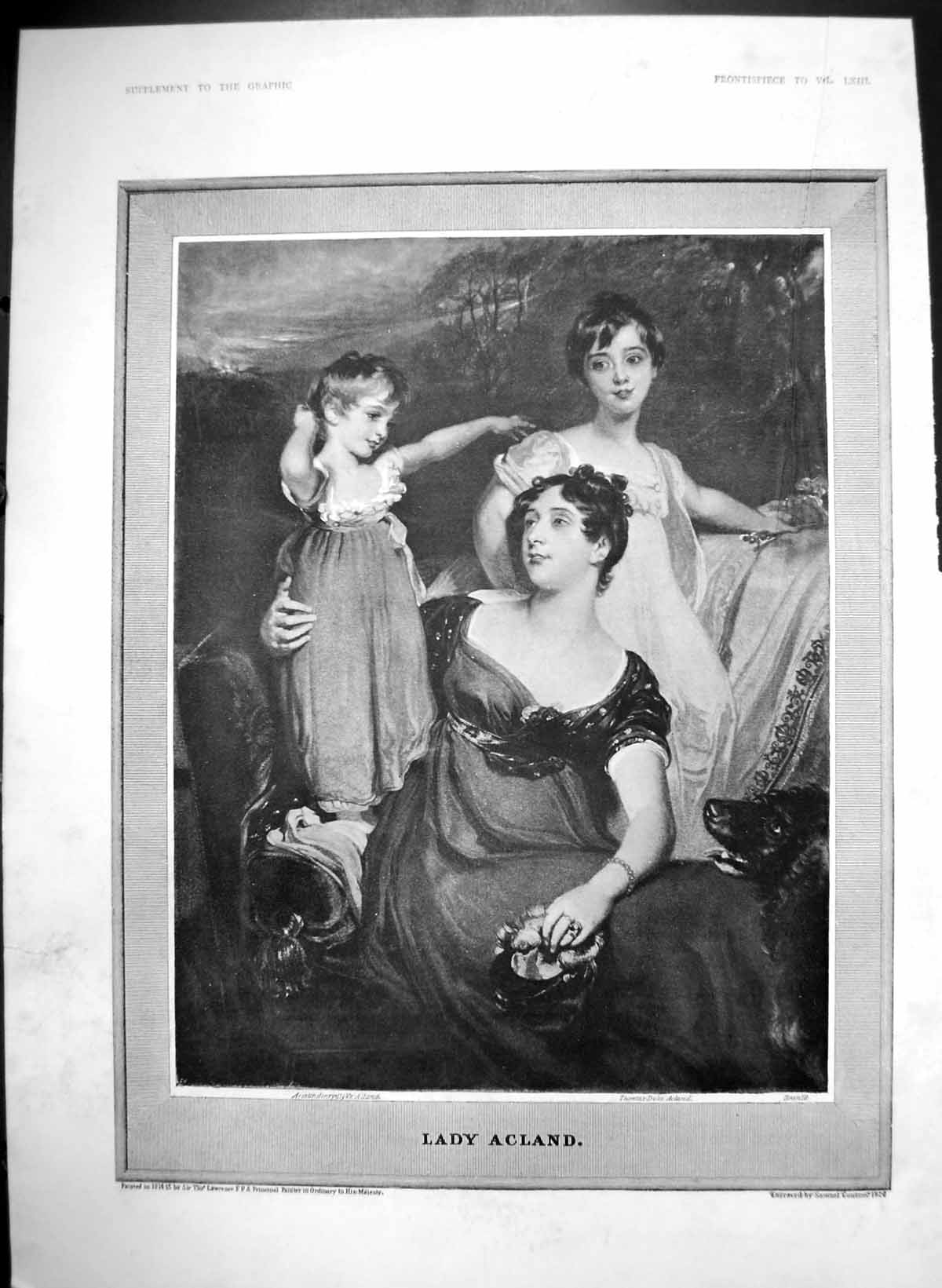 Old Antique Print Lady Acland With Two Children Sir Thomas Lawrence 1901 20th