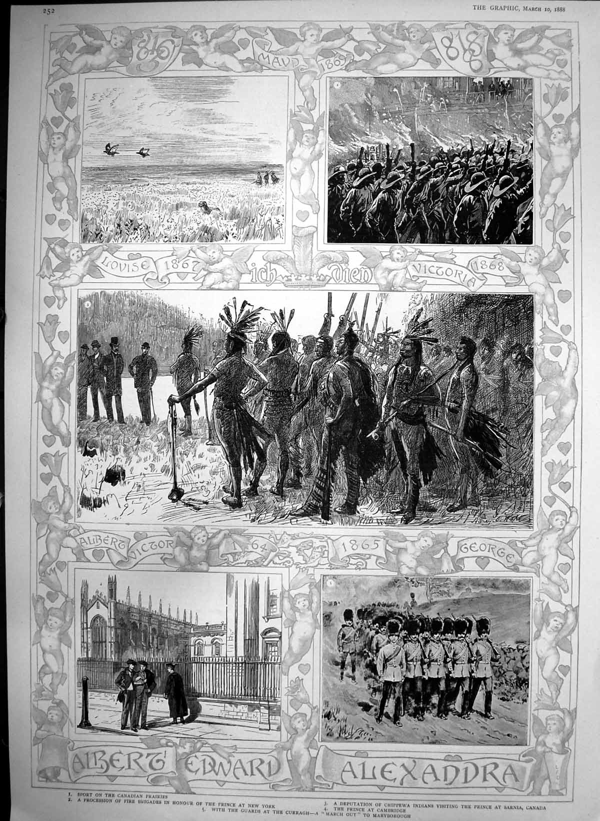 Antique Old Print Prince New York Cambridge Sarnia Canada Maryborough 1888 19th