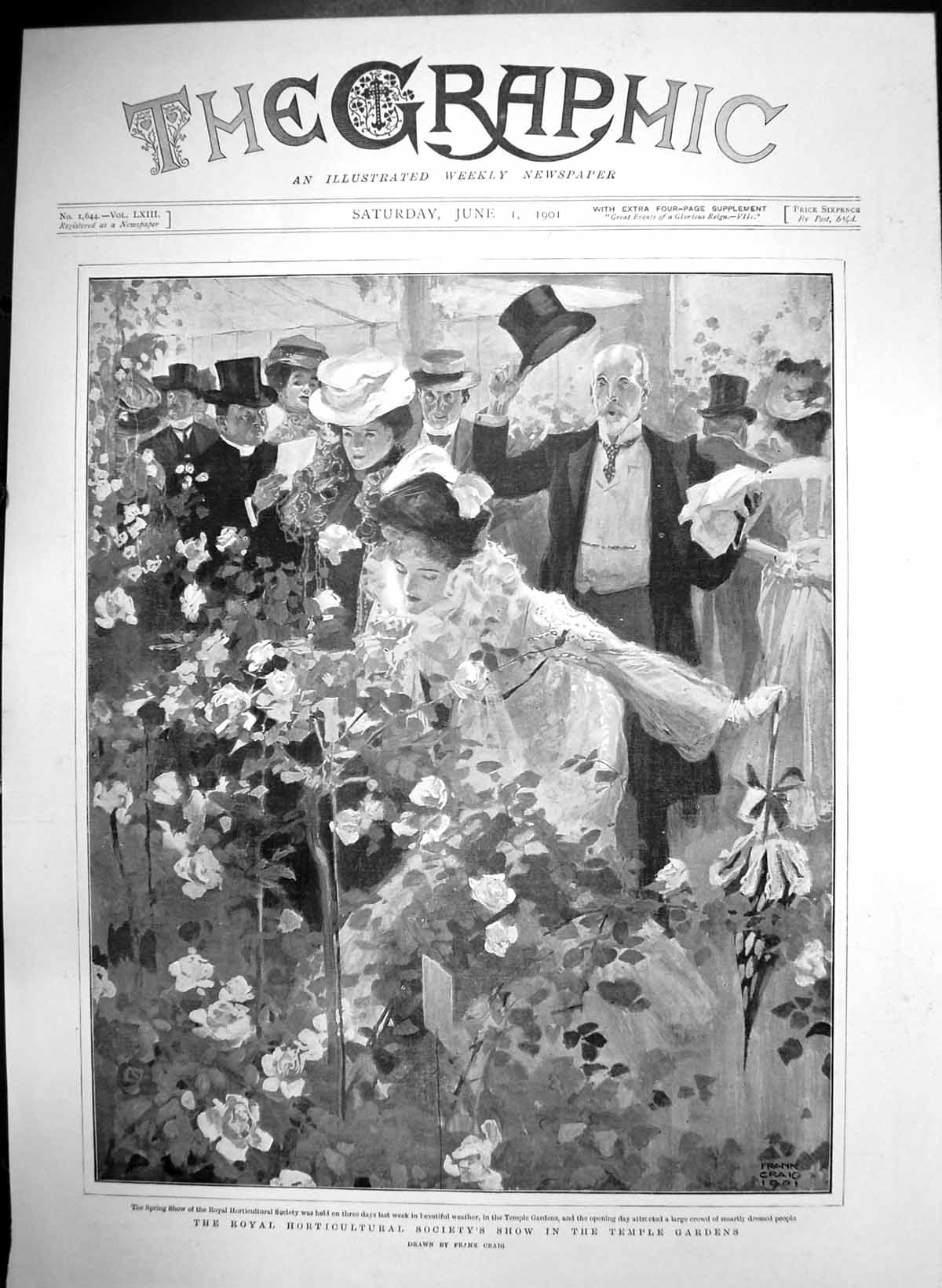 Old Antique Print Royal Horticultural Societys Show Temple Gardens 1901 20th