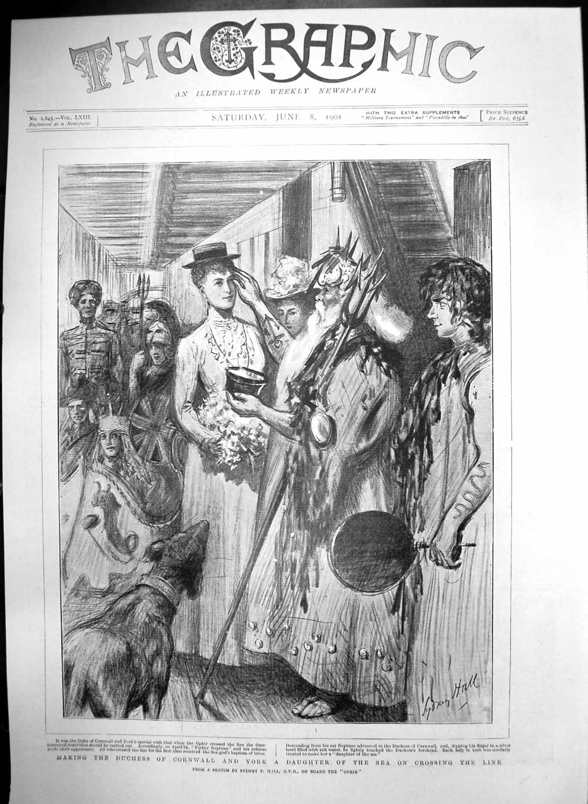 Antique Print Making Duchess Cornwall York Daughter Sea Crossing Line 1901 20th