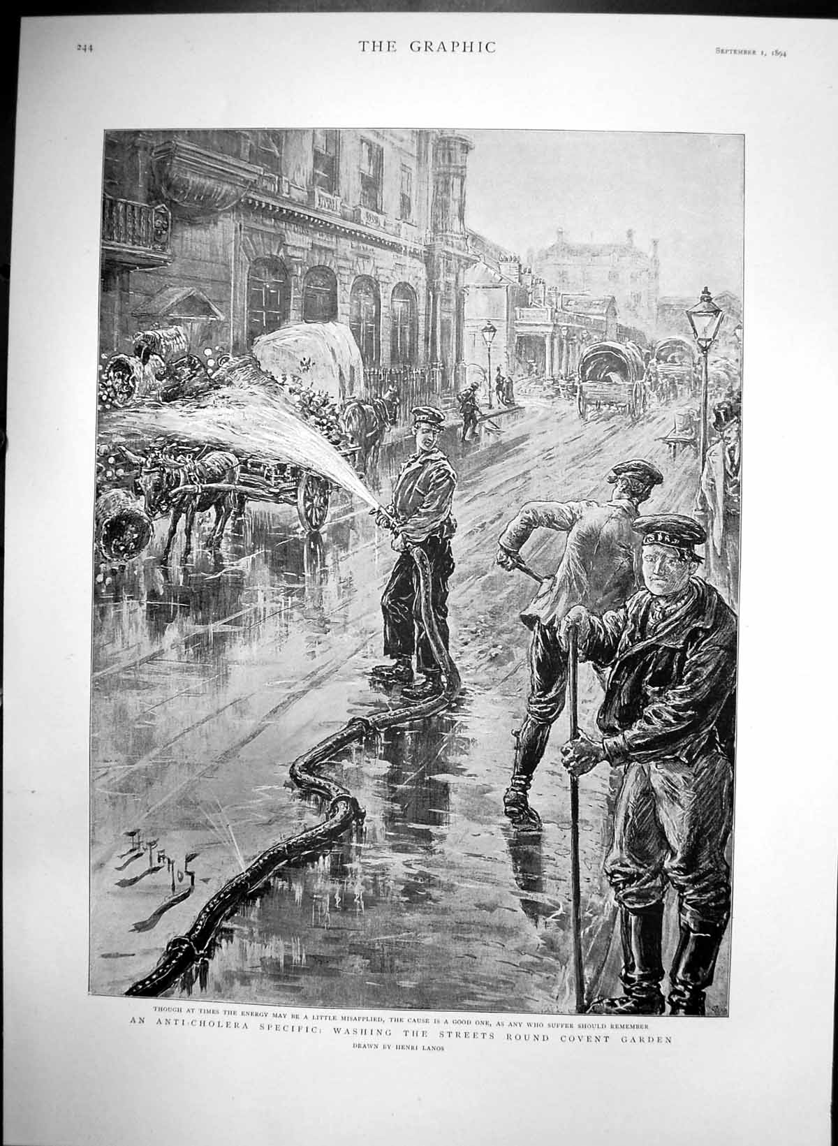 Antique Print Anti Cholera Specific Washing Street Round Covent Garden 1894
