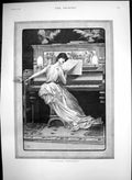 Antique Print Allegretto Scherzando Lady Playing Piaano Reading Music 1887 19th
