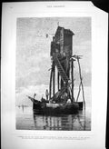 Antique Old Print Festival Day Laguna Chioggia Fishermen Shrine Madonna 1887