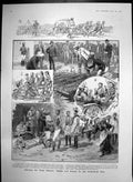 Antique Old Print Rand Miners GReef City Chinese Convicts Quarries Work 1907