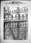 Antique Print Jubilee Naval Review Spithead Manning Yards Hms Minotaur 1887