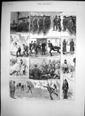 Antique Old Print Volunteer Life Camp Aldershot Officers Mess Cricket 1887 19th