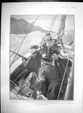 Antique Old Print Shooting Loon Great Northern Diver Gull Rock Falmouth 1903