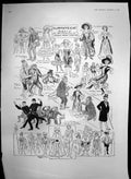 Old Antique Print Sketches New Pantomine White Cat Drury Lane Cupid 1904 20th