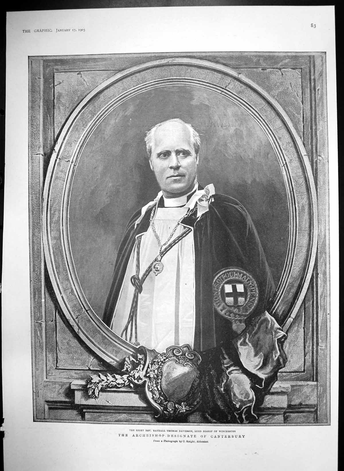 Antique Old Print Archbishop-Designate Canterbury Rev Randall T Davidson 1903