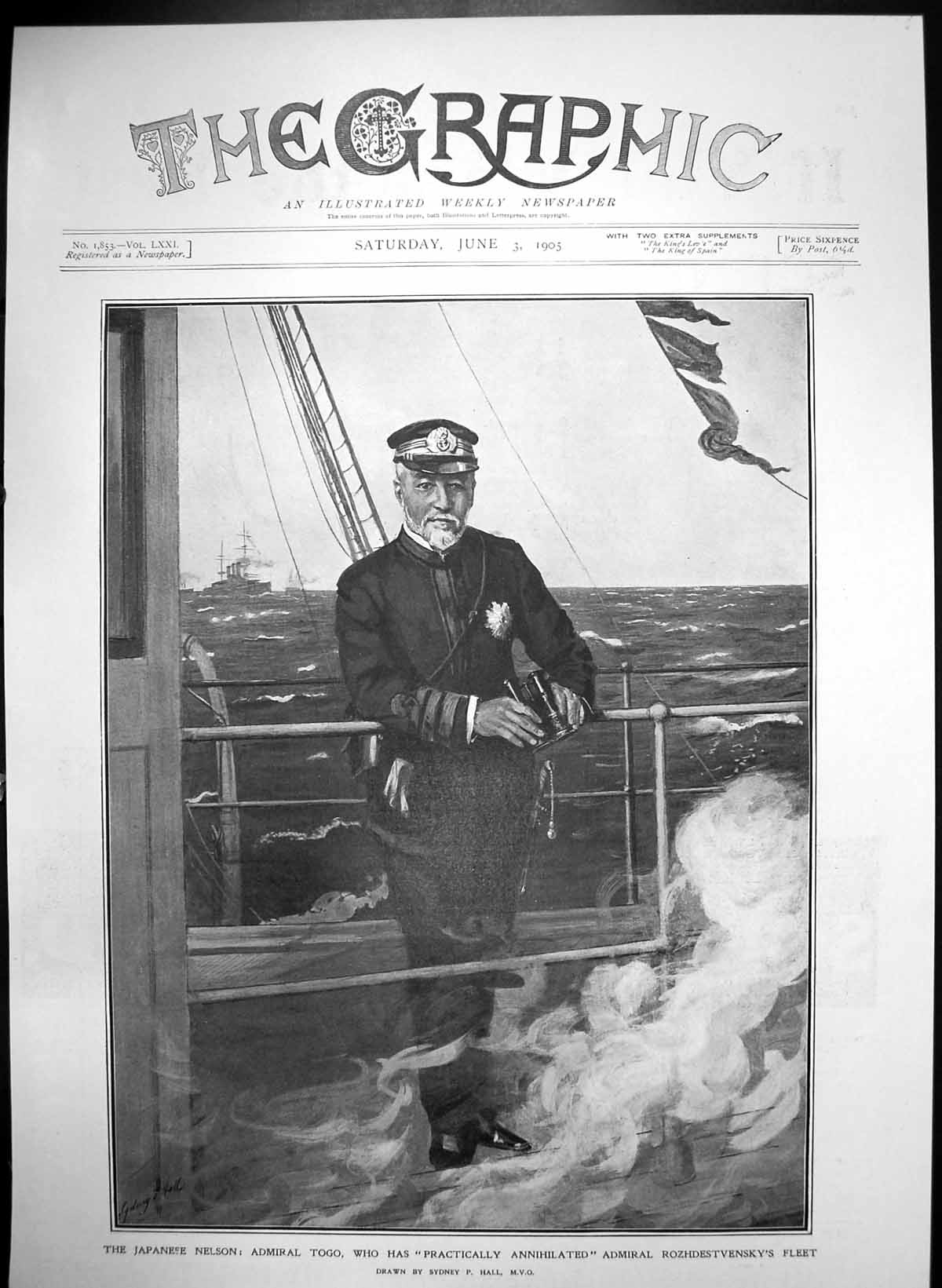 Antique Print Admiraltogo Practically Annihilated Rozhdestvenskys Fleet1905