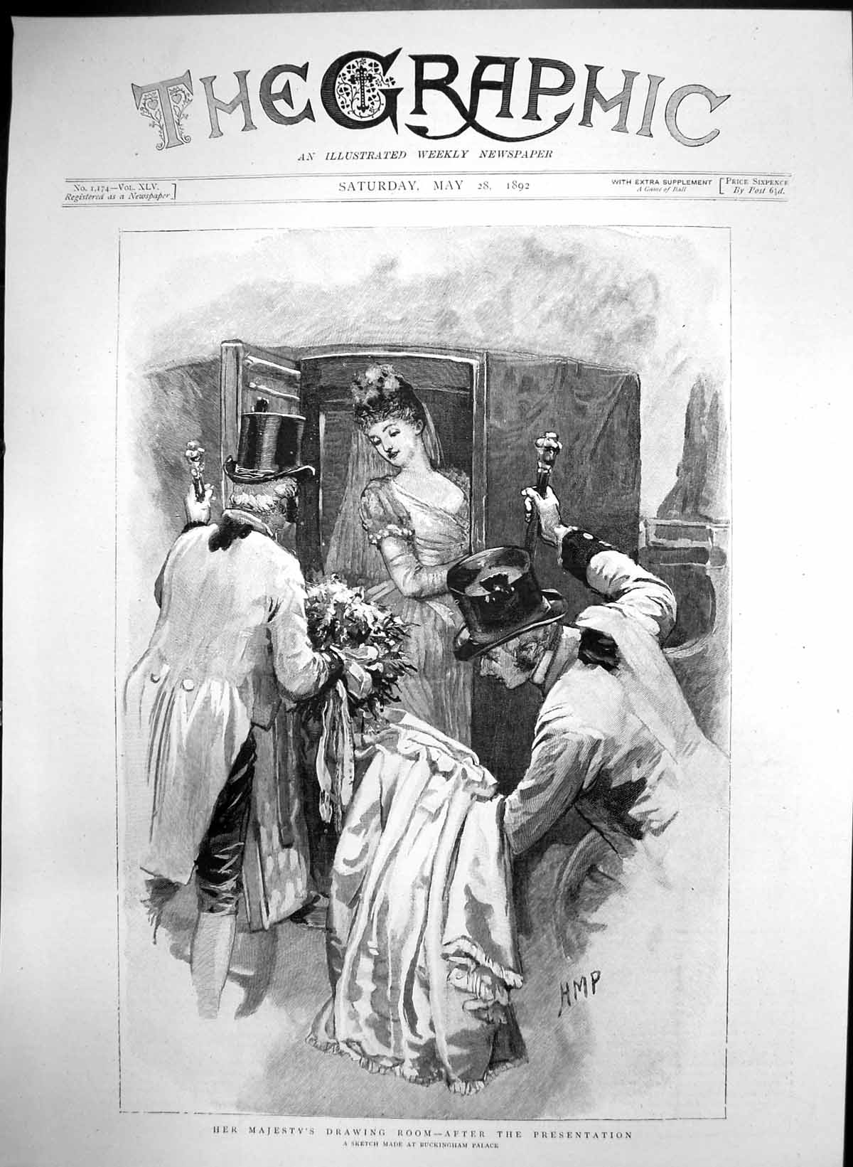 Antique Old Print Her Majestys Drawing Room After Presentation Carriage 1892