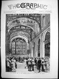 Old Antique Print Municipal Ball Guildhall Reception Guests Library 1882 19th