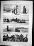 Antique Print Fishing Industry West Coast Ireland Valencia Cork Galway 1892
