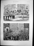 Original Old Antique Print Roman Catholic Congress Saragossa Strike Sydney 1890
