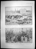 Old Antique Print Dead Troops Warsaw Funeral Victim Petersburg Riots 1905 20th