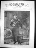 Original Old Antique Print Hope Russia Admiral Rozhdestvensky Baltic Fleet 1905