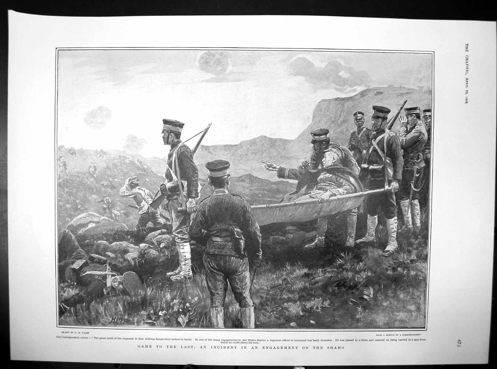 Old Antique Print Game To Last Hm Paget Stretchered Engagement Shaho 1905 20th