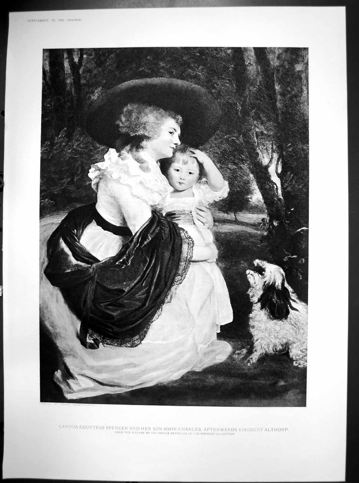 Original Old Antique Print Lavinia Countess Spencer Son Viscount Althorp C 1893