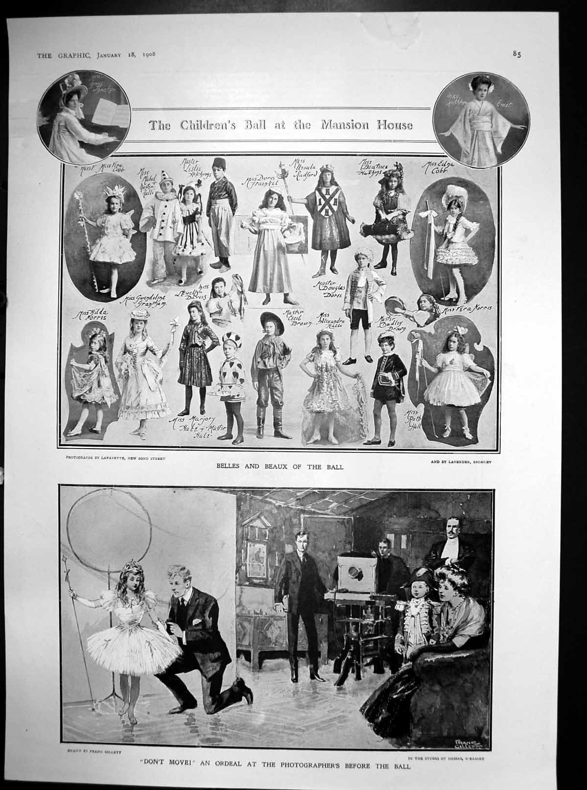 Antique Print Childrens Ball Mansion House Belles Beaux Photographers 1908 20th