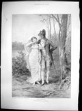 Original Old Antique Print The Return Fh Kaemmerer Sier Young Lady 1895 19th