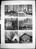 Antique Old Print Scenes Life Backwoods Rocky Mountains British Columbia 1895