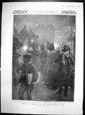 Old Print Stopping Traffic For Fire Brigade During Fog Ernest Prater 1908 20th