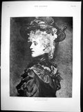 Original Old Antique Print La Belle Anglaise R Madrazo Lady Wearing Hat 1895