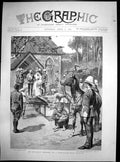 Original Old Antique Print Officers Wedding Himalayan Hill Station 1895 19th