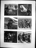 Original Old Antique Print Night Quarters On Board Man War Laying A Gun 1890