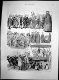 Original Old Antique Print May Day Festivities St Mary Cray Kent 1890 Victorian