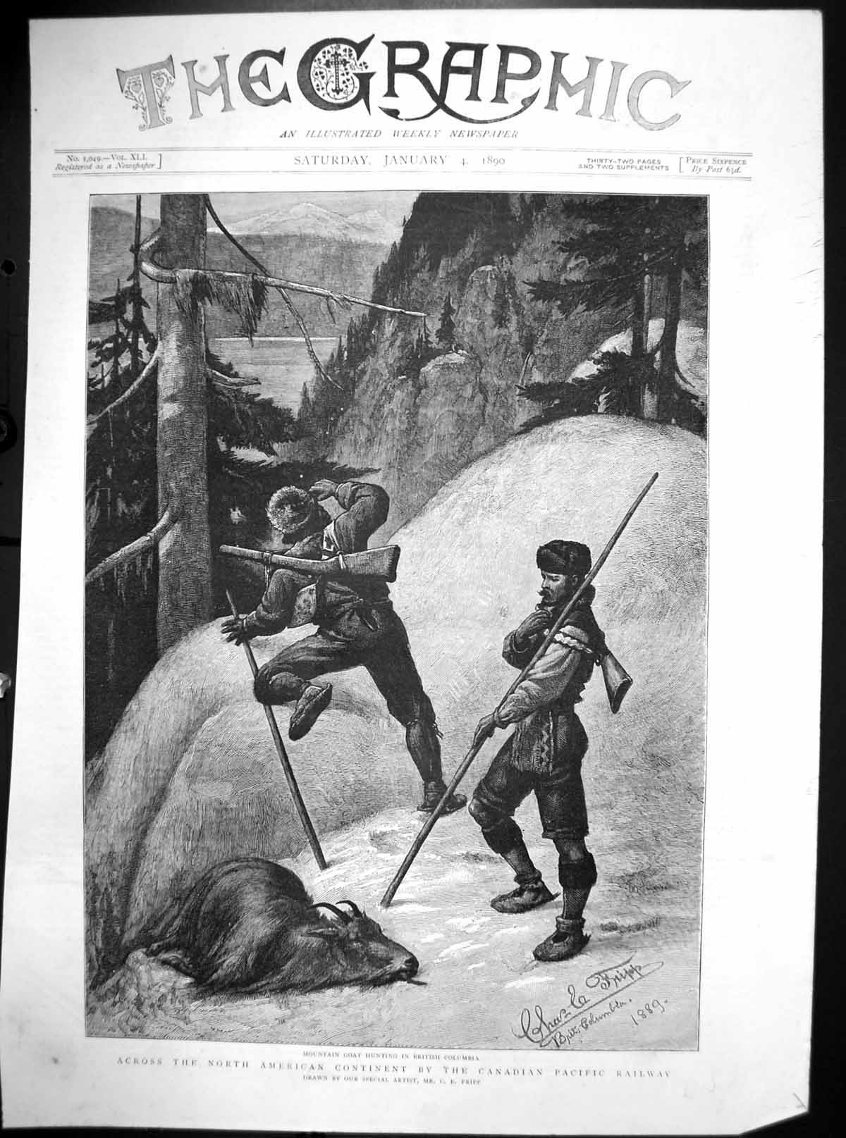Old Mountain Goat Hunting British Columbia Canadian Pacific Rail1890 Victorian